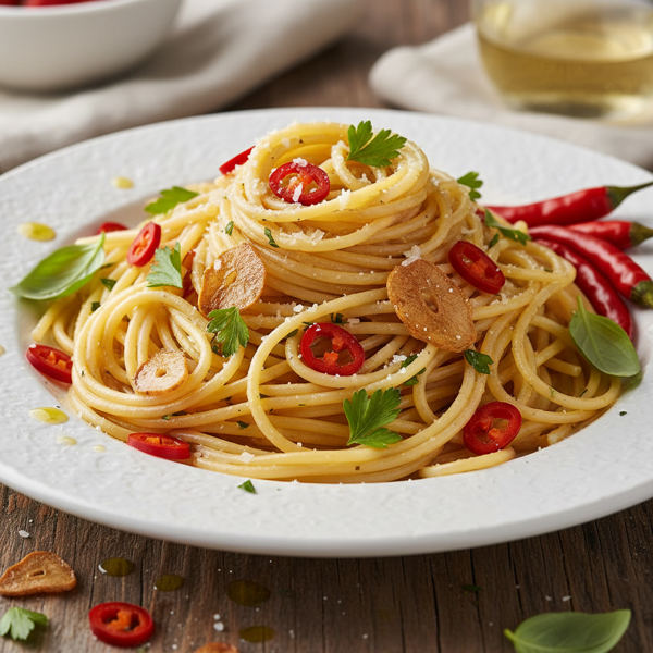 Spaghetti Aglio e Olio with Red Chili and Fresh Herbs recipe