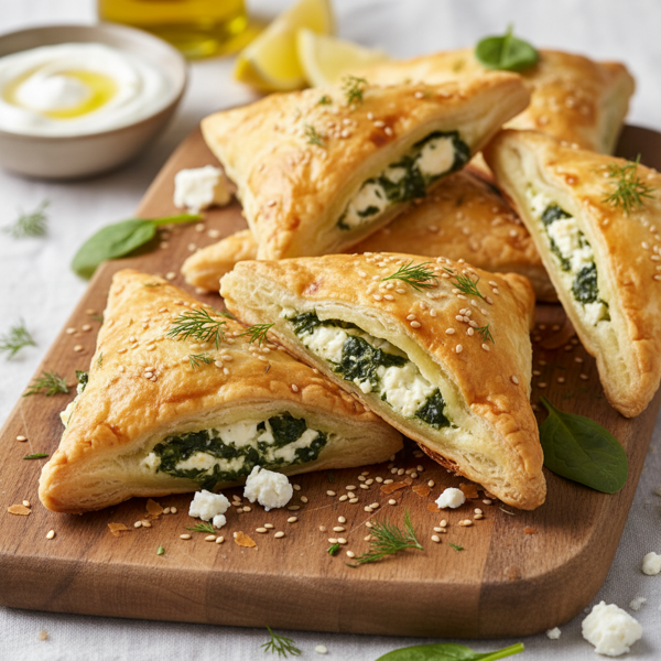 Spanakopita Puff Pastry Triangles with Feta recipe