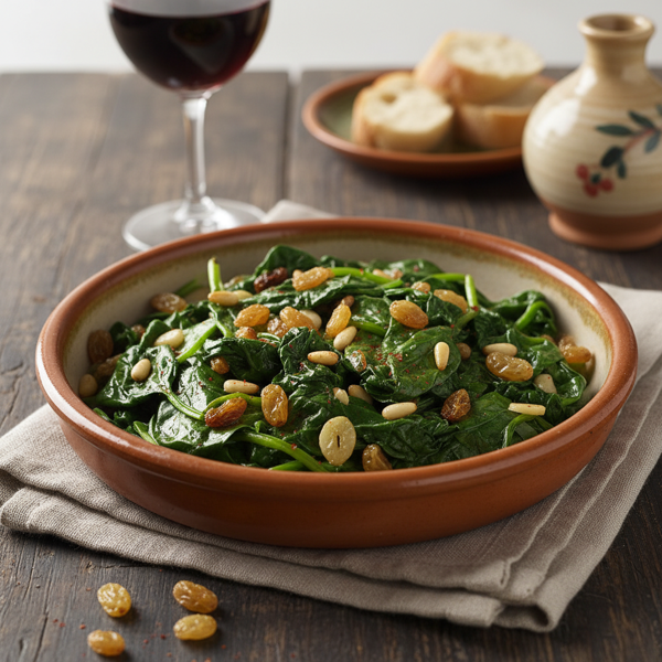 Spanish-Inspired Sautéed Spinach with Pine Nuts recipe