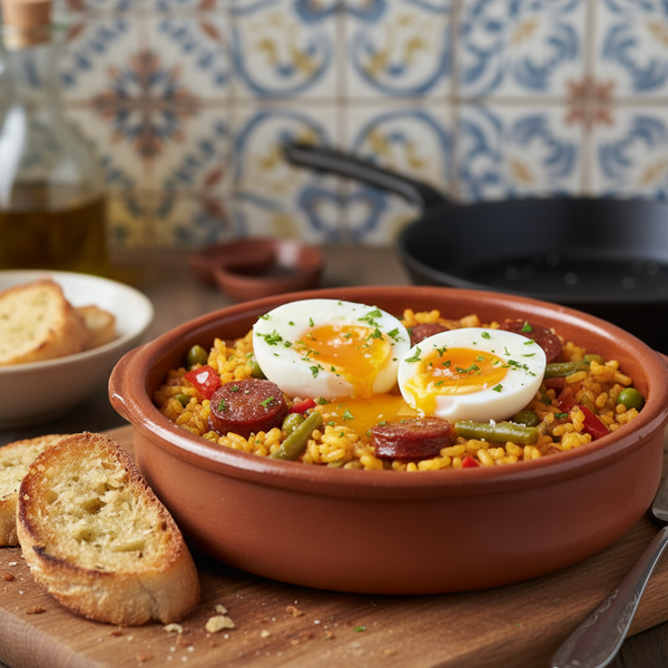 Spanish-Style Rice with Runny Egg Delight recipe