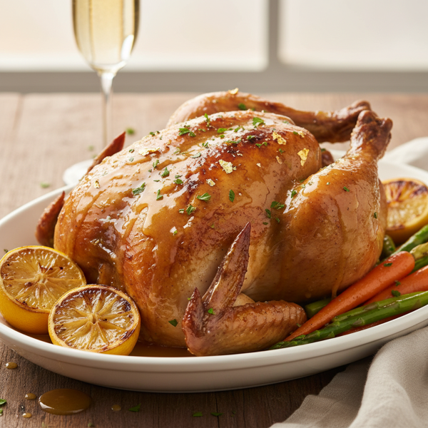 Sparkling Honey Dijon Chicken with Champagne Glaze recipe