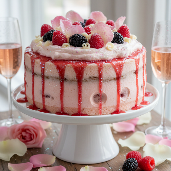 Sparkling Rosé Poke Cake recipe