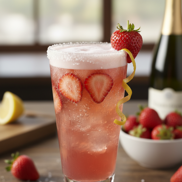 Sparkling Strawberry Bliss Cocktail recipe