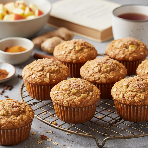 Spiced Apple-Ginger Oat Bran Muffins recipe