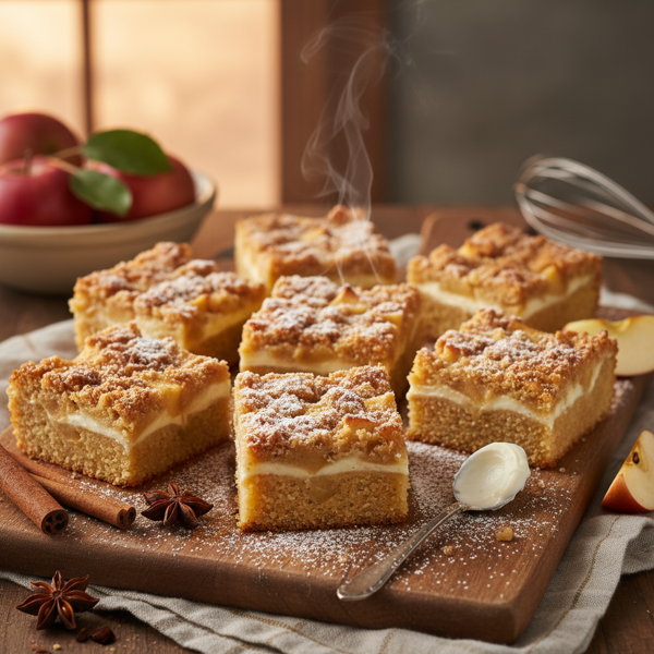Spiced Apple Cream Cake Bars recipe
