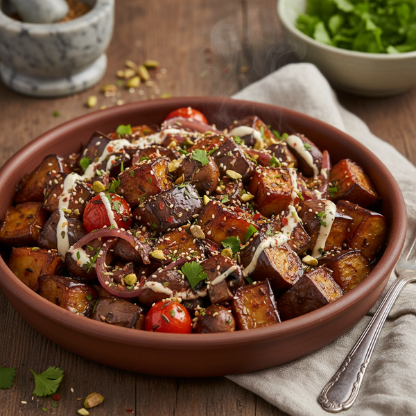 Spiced Aubergine and Mushroom Delight recipe