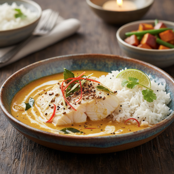 Spiced Blue-Eye Cod in Coconut Curry recipe