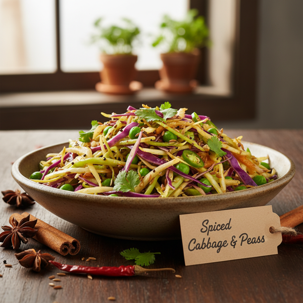 Spiced Cabbage and Peas Medley recipe