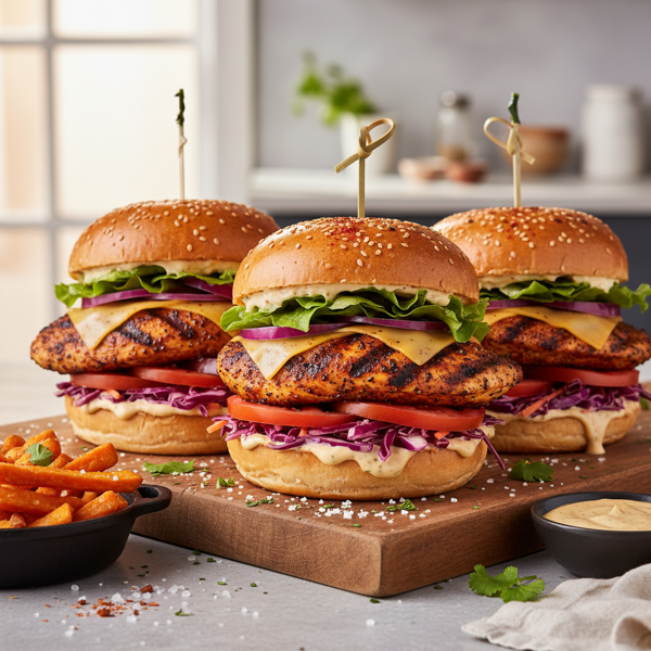 Spiced Cajun Chicken Delight Burgers recipe