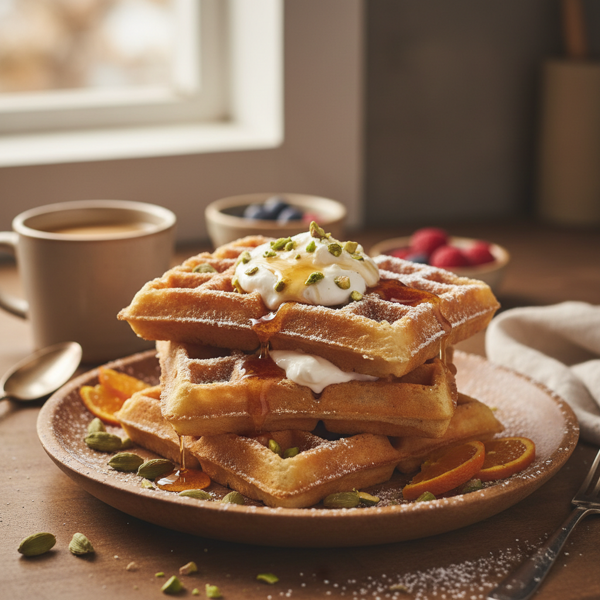 Spiced Cardamom Sour Cream Belgian Waffles recipe