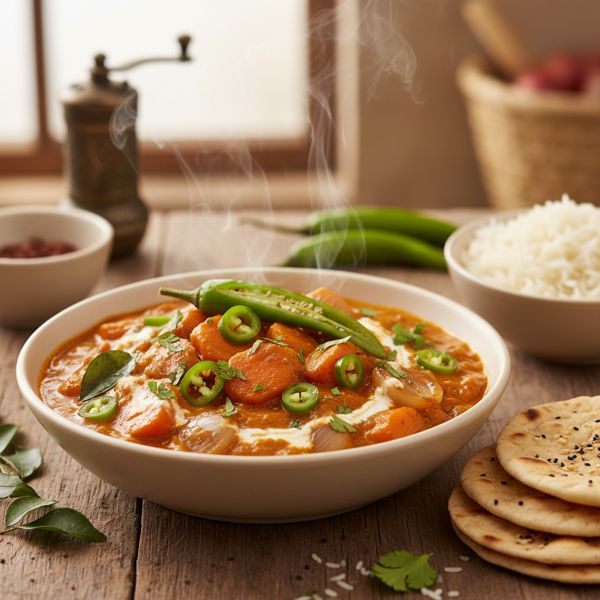 Spiced Carrot Curry with Shallots and Green Chiles recipe