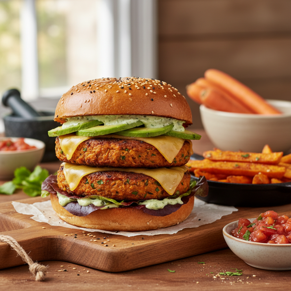 Spiced Carrot & Avocado Burgers recipe