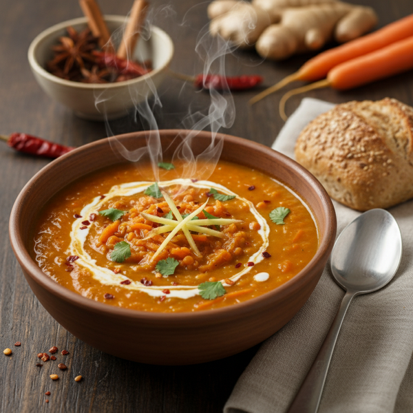 Spiced Carrot & Lentil Ginger Soup recipe