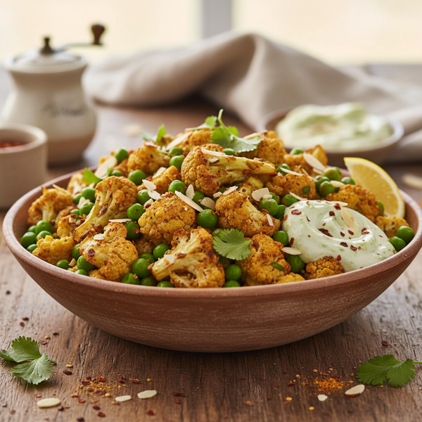 Spiced Cauliflower and Green Pea Delight recipe