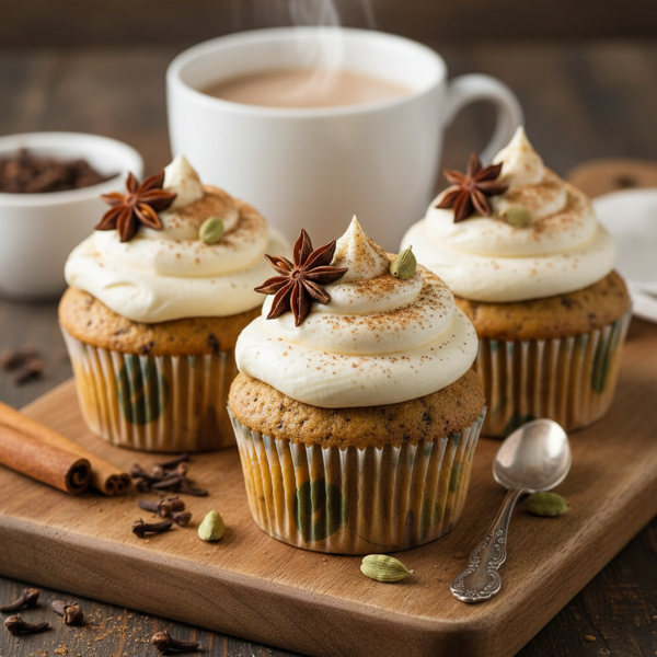 Spiced Chai Latte Cupcakes with Vanilla Frosting recipe