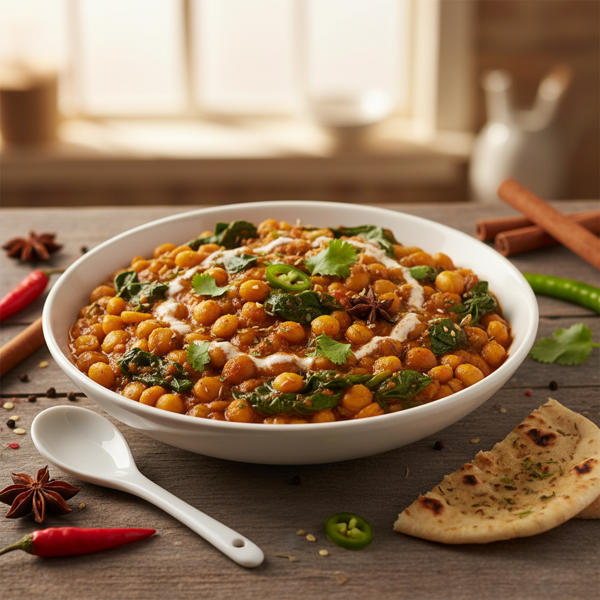Spiced Chana Dal with Spinach Delight recipe