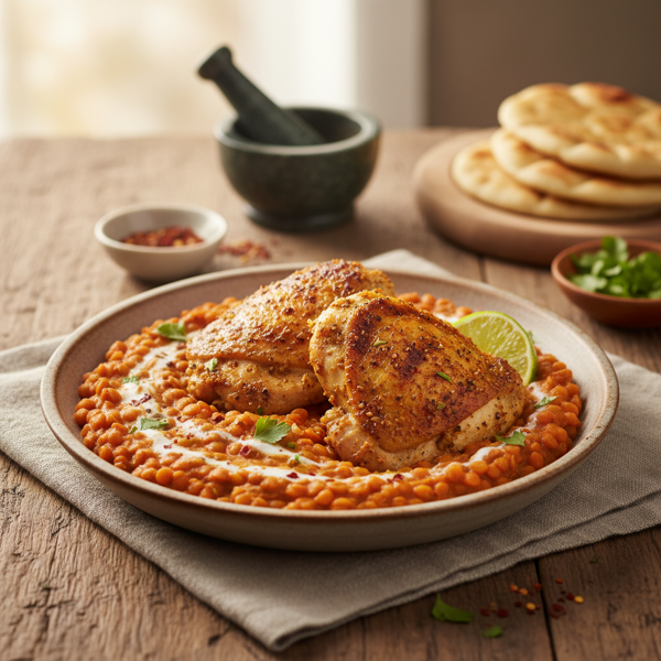 Spiced Chicken with Creamy Red Lentils recipe