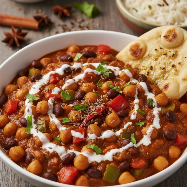 Spiced Chickpea and Black Bean Curry recipe