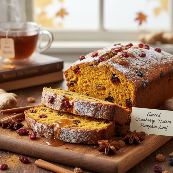 Spiced Cranberry-Raisin Pumpkin Loaf recipe