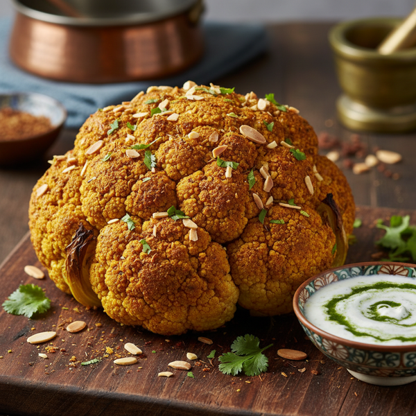 Spiced Curry Roasted Cauliflower with Almonds recipe