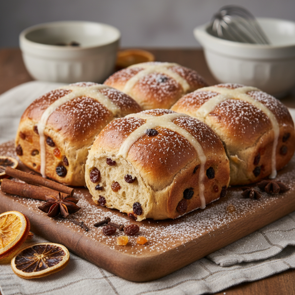 Spiced Easter Hot Cross Buns recipe