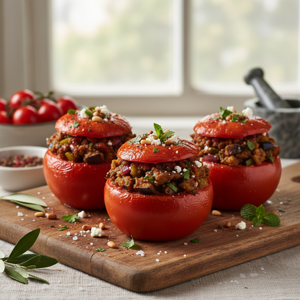 Spiced Eggplant-Stuffed Tomatoes recipe