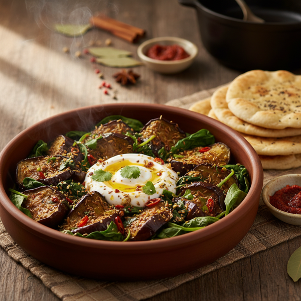 Spiced Eggplant and Spinach Delight recipe