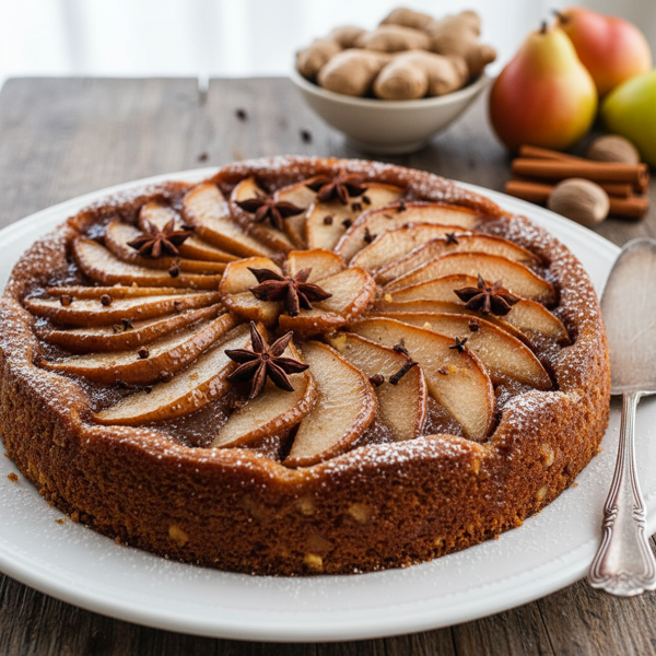 Spiced Ginger Pear Upside-Down Cake recipe
