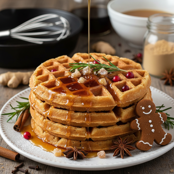 Spiced Gingerbread Waffles with Maple Drizzle recipe