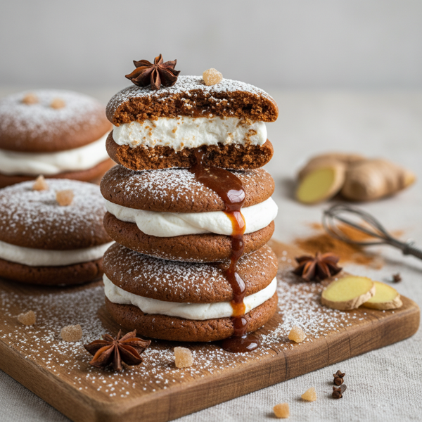 Spiced Gingerbread Whoopie Pies with Marshmallow Filling recipe