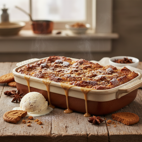 Spiced Gingersnap Bread Pudding Delight recipe