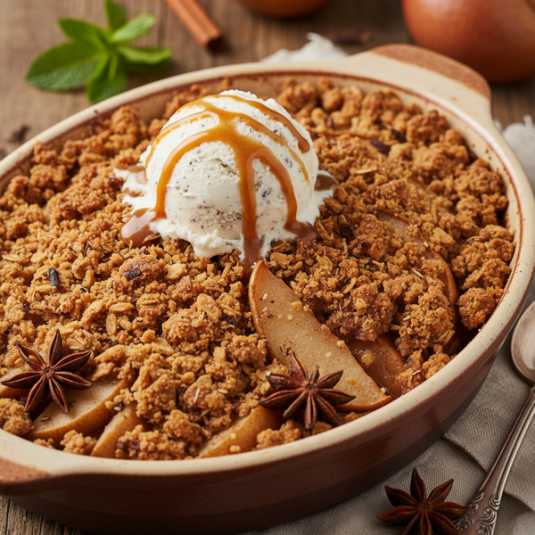 Spiced Gingersnap Pear Crumble recipe
