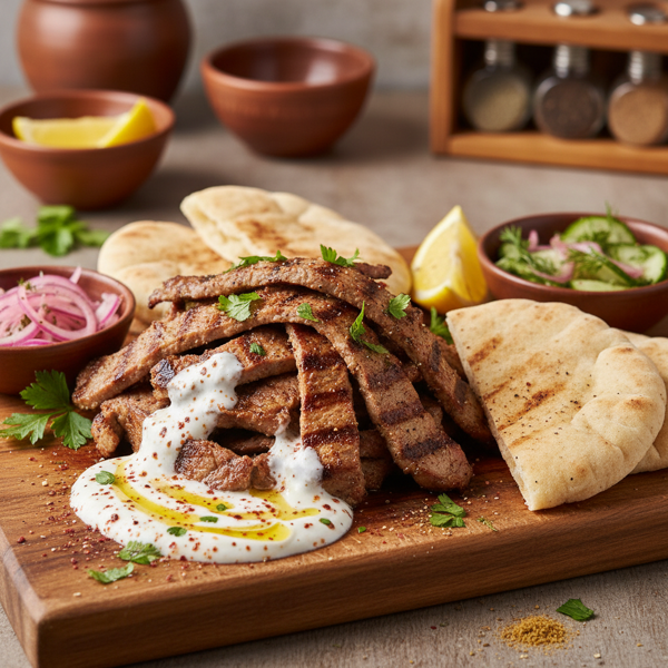 Spiced Grilled Lamb Shawarma with Yogurt-Tahini Drizzle recipe