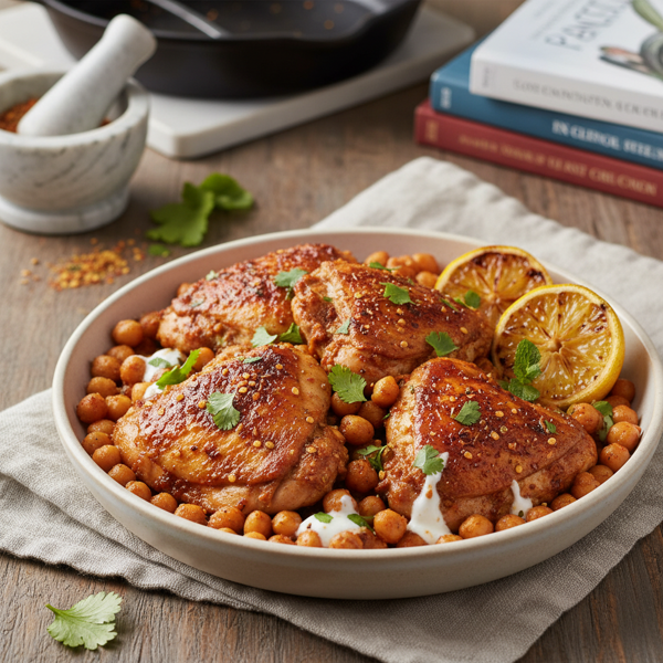 Spiced Harissa Chicken Thighs with Chickpeas recipe