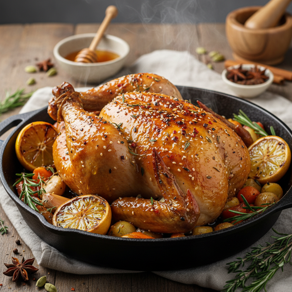 Spiced Honey-Glazed Pan-Roasted Chicken recipe