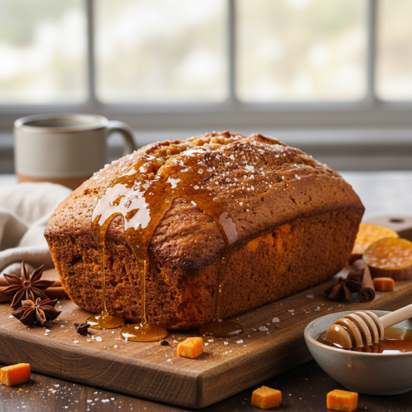 Spiced Honey Sweet Potato & Pumpkin Bread recipe