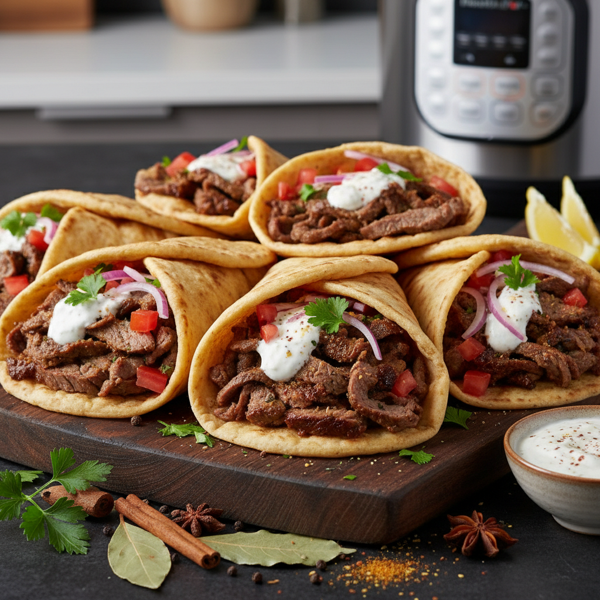 Spiced Instant Pot Beef Shawarma Wraps recipe