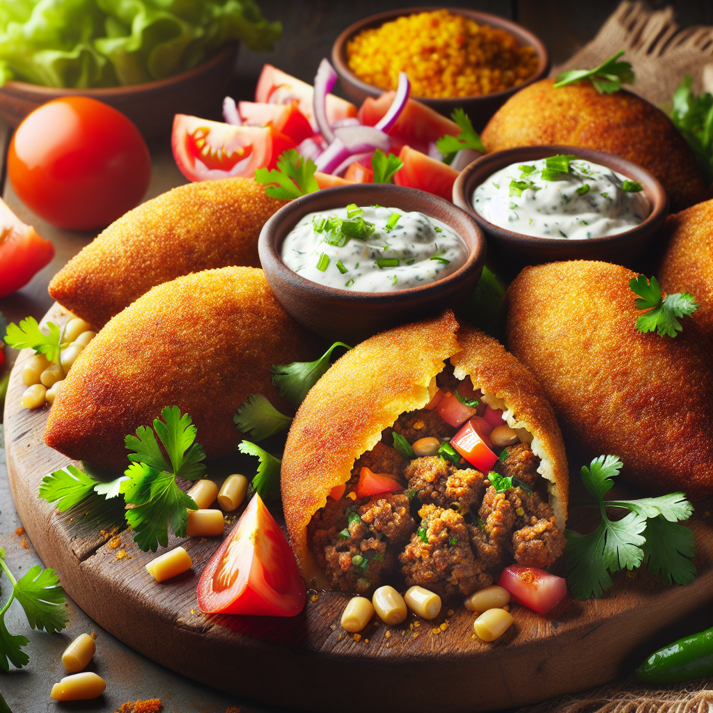 Spiced Lamb Kibbeh Pockets with Fresh Toppings recipe