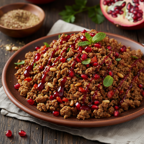 Spiced Lamb Mince with Pomegranate Drizzle recipe