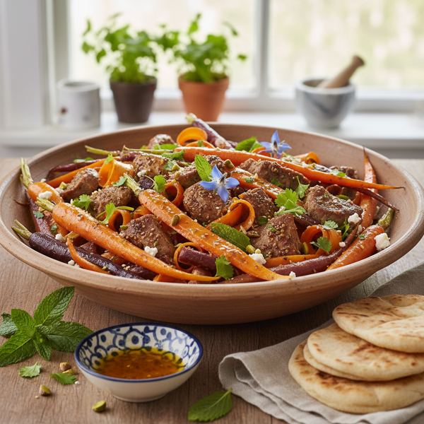 Spiced Lamb and Carrot Salad with Fresh Herbs recipe