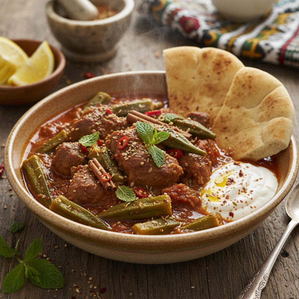 Spiced Lamb and Okra Stew (Bamia) recipe