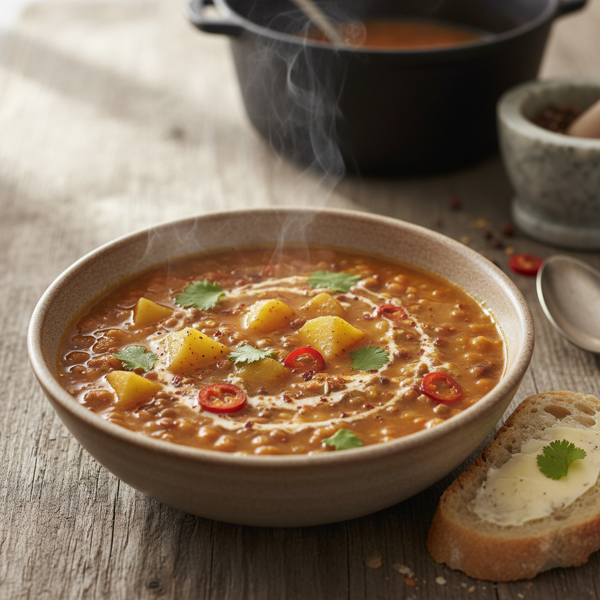 Spiced Lentil and Potato Soup recipe