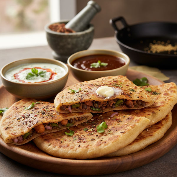 Spiced Maa Chole Ki Dal Paratha recipe