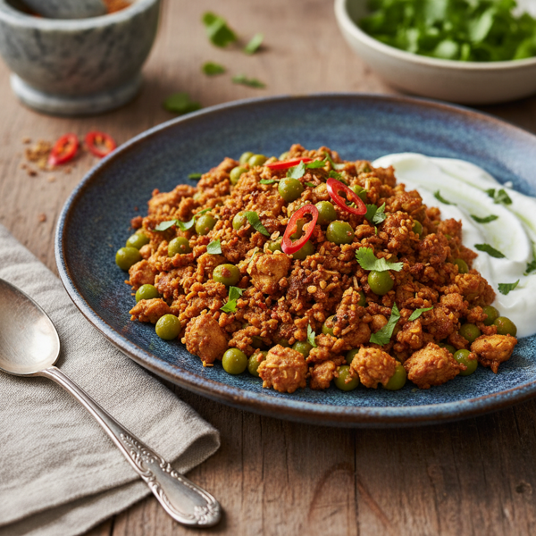 Spiced Minced Chicken with Peas recipe