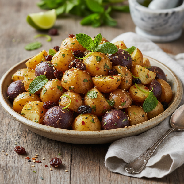 Spiced Minted Potato Salad with Raisins recipe