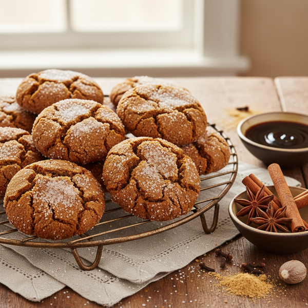 Spiced Molasses Crackle Cookies recipe