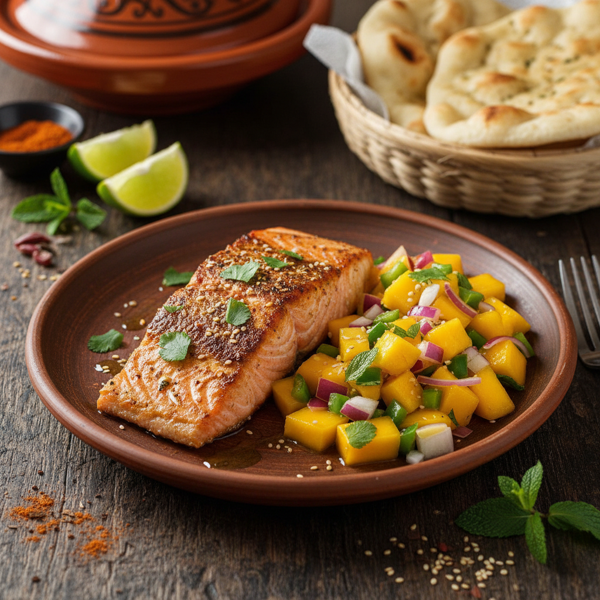 Spiced Moroccan Salmon with Refreshing Mango Salsa recipe