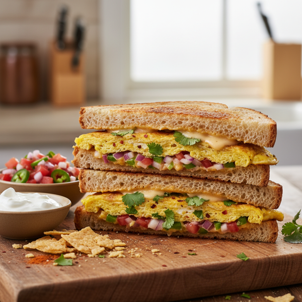 Spiced Omelette Sandwich with Salsa recipe
