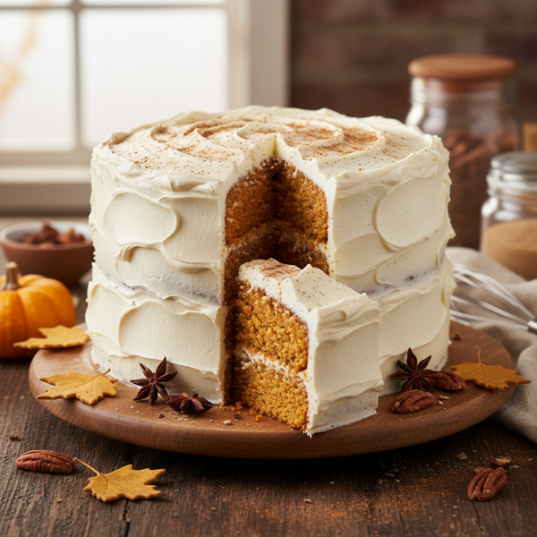 Spiced Pumpkin Cake with Velvety Cream Cheese Frosting recipe