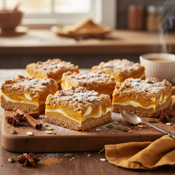 Spiced Pumpkin Cream Cheese Bars recipe